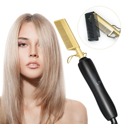 Multifunction Hair Straightener Brush Flat Irons Wet Dry Use Hot Comb Heating Hair Straight Styler Curling Iron Hair Curler Comb