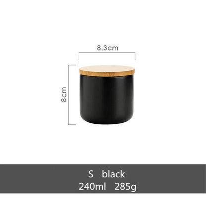 Gold-plated Marbling Sealed Ceramic Storage Jar With Bamboo Lid  Spices Tank Container Kitchen Food Bottle Coffee Tea Caddy