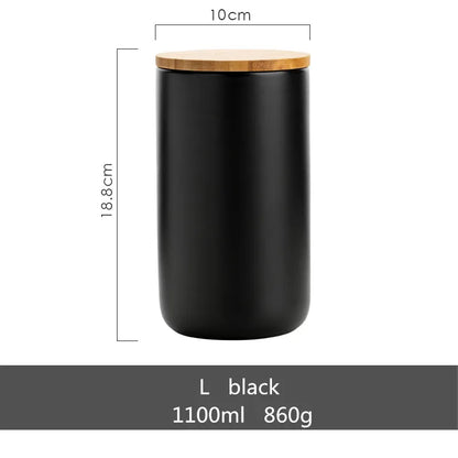 Gold-plated Marbling Sealed Ceramic Storage Jar With Bamboo Lid  Spices Tank Container Kitchen Food Bottle Coffee Tea Caddy