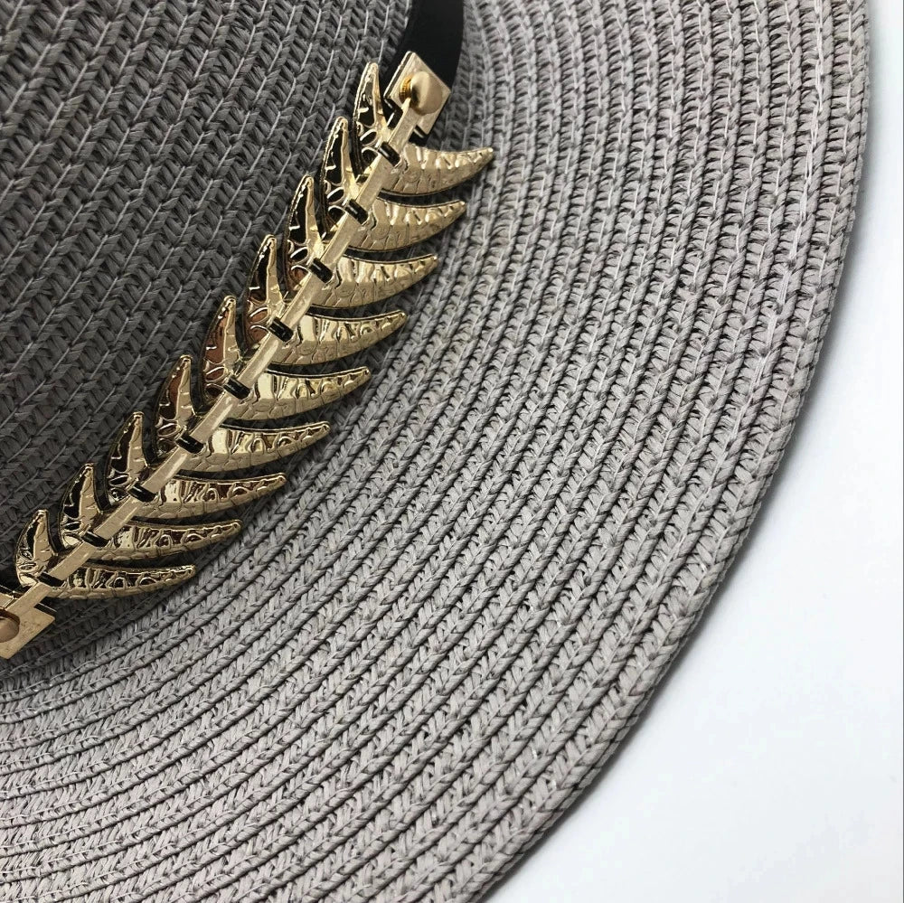 Hot Sell Wide Brim Summer Beach Sun Hat Women Men Panama Vintage Fedora Straw Hat Men British Style Sunshade Straw Caps