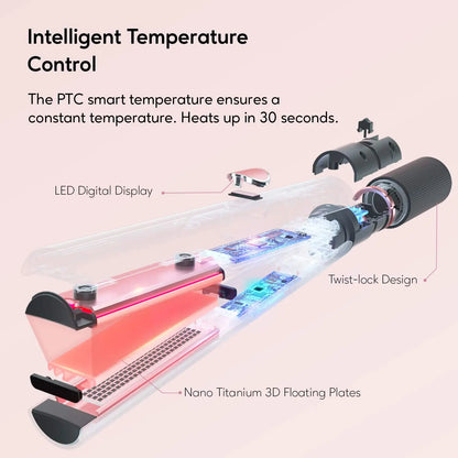 KIPOZI V7 Rose Gold Luxury Hair Straightener Curling Iron Titanium Flat Iron for Different Hair Style Salon Hair Styling Tool