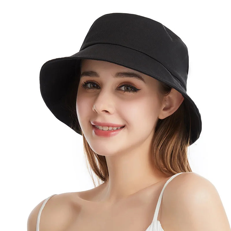 2021 új nyári forró egyszerű nők kalapja Kiváló minőségű pamut nagy, karjós vödör sapka elegáns hölgyek kültéri utazási nap kalap