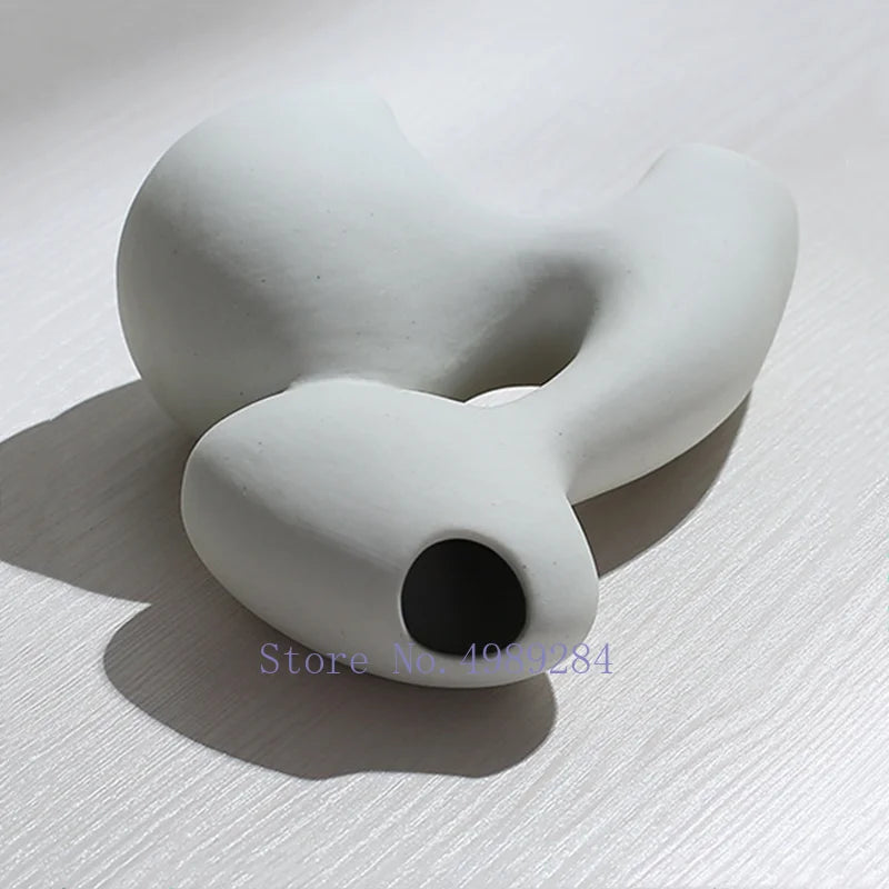 Ceramic Vase Abstract Flower Arrangement Hydroponic Crafts Ornaments Modern Home Decoration Accessories White Vases Decor