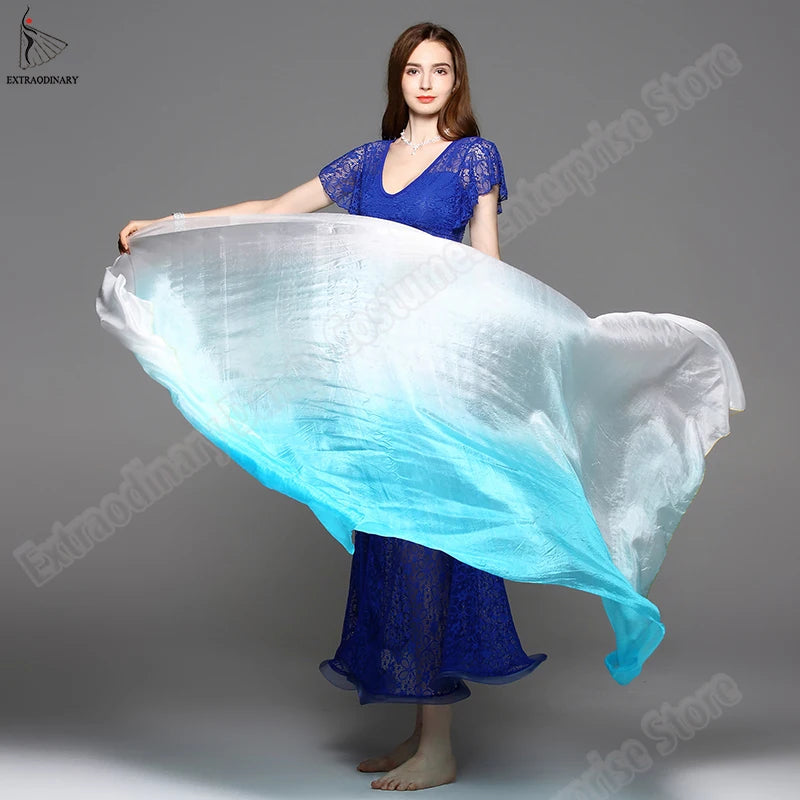 Silke sjal til mavedans sjal mave dans silke slør tørklæder ansigt tilpasset hånd kastet tørklæde gradient 200 cm 250 cm 270 cm