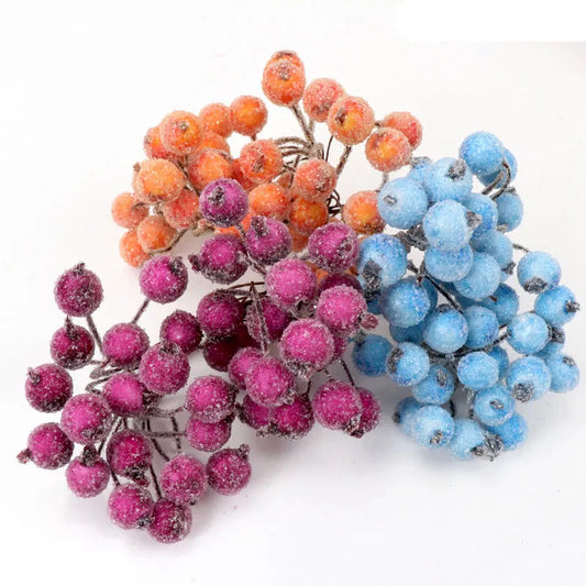 40 stk Mini Christmas Frosted Artificial Berry Vivid Red Holly Berries Wedding Party Decoration Artificial Flowers Home Decor