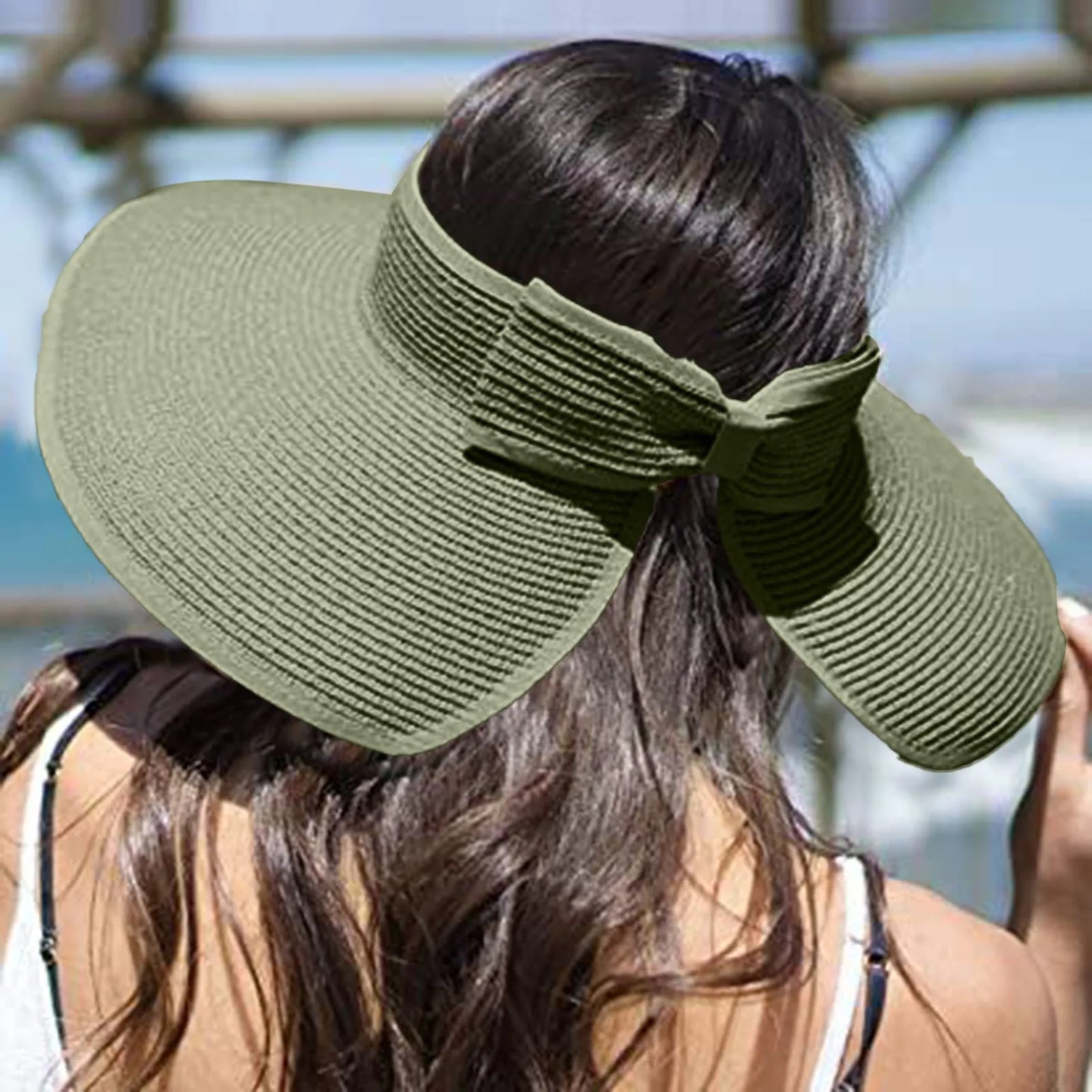 2021 Summer pieghevole cappello a cilindro vuoto cappello da sole cappello da sole per la spiaggia del cappello da sole protettivo da sole Panama Cappello da donna Panama