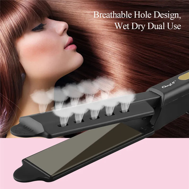 Professional Titanium Alloy Hair Straightener Wide Plate Flat Iron Tem Country Mouse