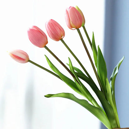 Luxury Silicona Real Touch Tulips Bouquet Decorativo Flores Artificiales Sala de estar Decoración Flores Artificiales