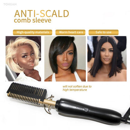 Multifisection Hair Saiderener Brosse plats fers à sec humide Utiliser le peigne chaud chauffage chauffant styler raide coiffure de fer à cheveux Curler Curler