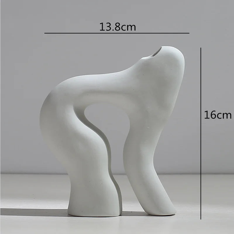 Ceramic Vase Abstract Flower Arrangement Hydroponic Crafts Ornaments Modern Home Decoration Accessories White Vases Decor