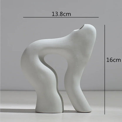 Ceramic Vase Abstract Flower Arrangement Hydroponic Crafts Ornaments Modern Home Decoration Accessories White Vases Decor