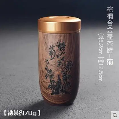 Portable Ceramic Tea Can, Purple Sand Tea Caddy Imitation Wood Grain, Medium Pu'er Tea Box, Mini Travel Storage, Sealed Cans