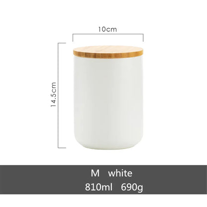 Gold-plated Marbling Sealed Ceramic Storage Jar With Bamboo Lid  Spices Tank Container Kitchen Food Bottle Coffee Tea Caddy