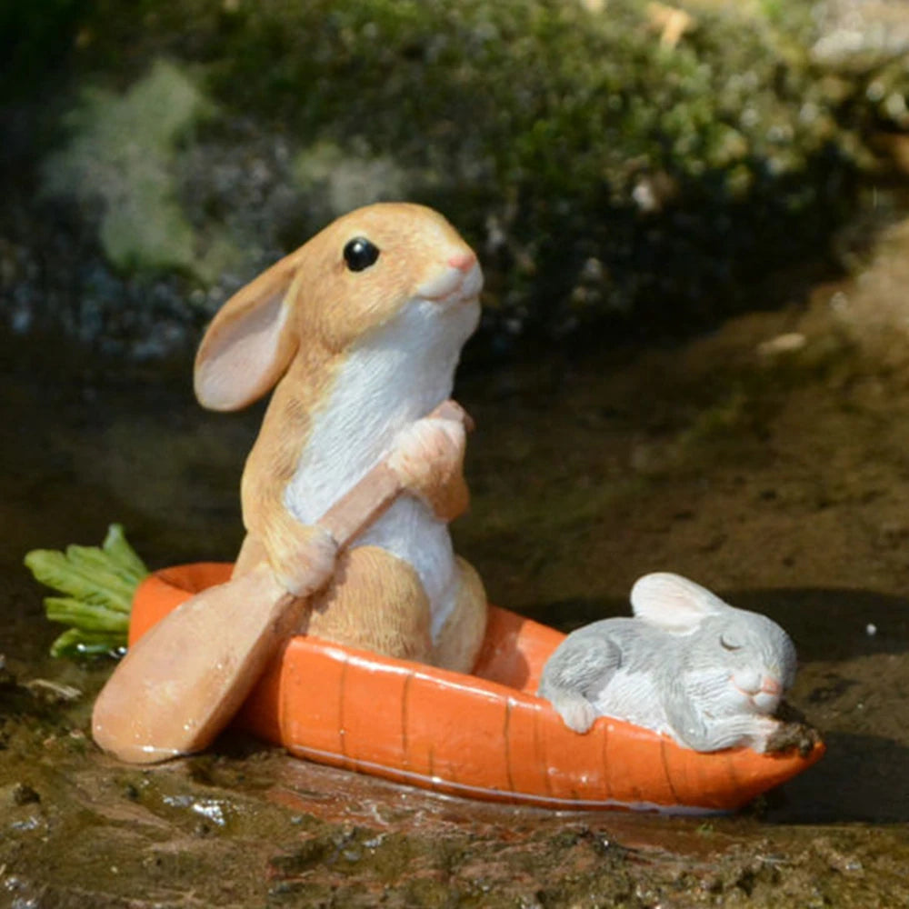 Collezione quotidiana Decorazioni di Pasqua per casa Figurine di coniglio carine Ornamenti da tavolo in miniatura Fira del Giardino del Giardino del Ringraziamento