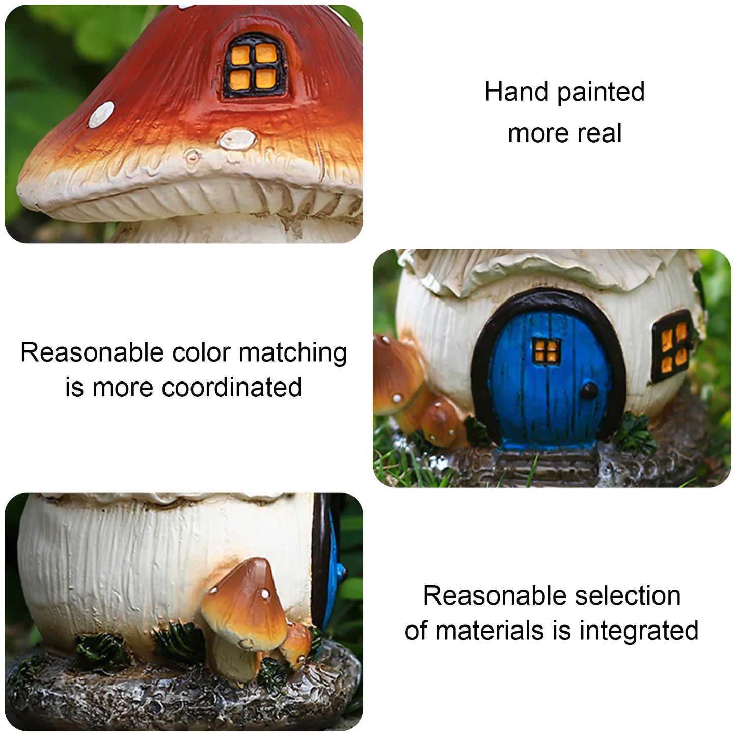 Resin Mushroom Decoration Lawn Garden Outdoor Decor Ornament for Pathway Patio Fairy House Statues Sculpture Gardener Gift