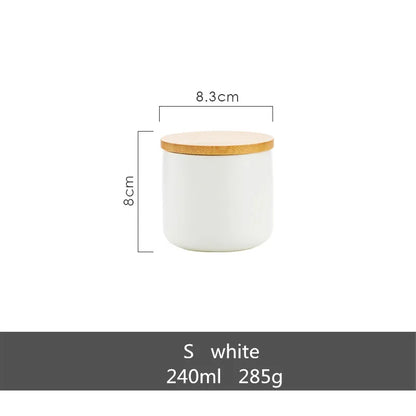 Gold-plated Marbling Sealed Ceramic Storage Jar With Bamboo Lid  Spices Tank Container Kitchen Food Bottle Coffee Tea Caddy