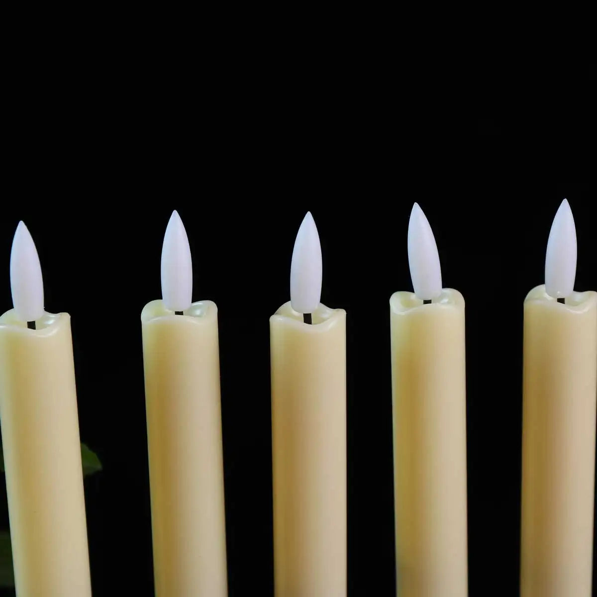 Pack of 2 Black Flameless 6.5 inch/16.5 cm Short LED Taper Candles For Halloween,Battery Operated Powered White/Beige LED Candle