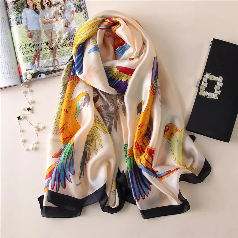 180*90 cm klassiske sommerstrandtryk silke tørklæder kvindelige sjal kvinder foulard cover-ups wrap bandanna lyddæmper chiffon hijab dame