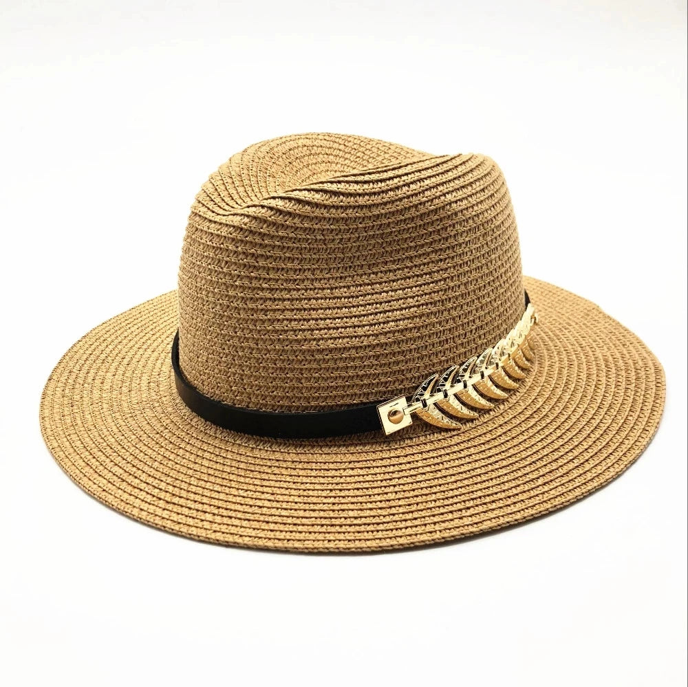 Vruće prodaj širokoga ruba ljetne plaže pijesak sunce šešir Žene muškarci Panama Vintage Fedora slamna šešir Muškarci British Style Sunshade Straw Cars