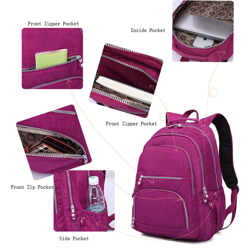 TEGAOTE Mochila Feminina Nylon School Bags for Girls 2024  Nylon Waterproof Travel Back Packs Bag Women Laptop Bagpack