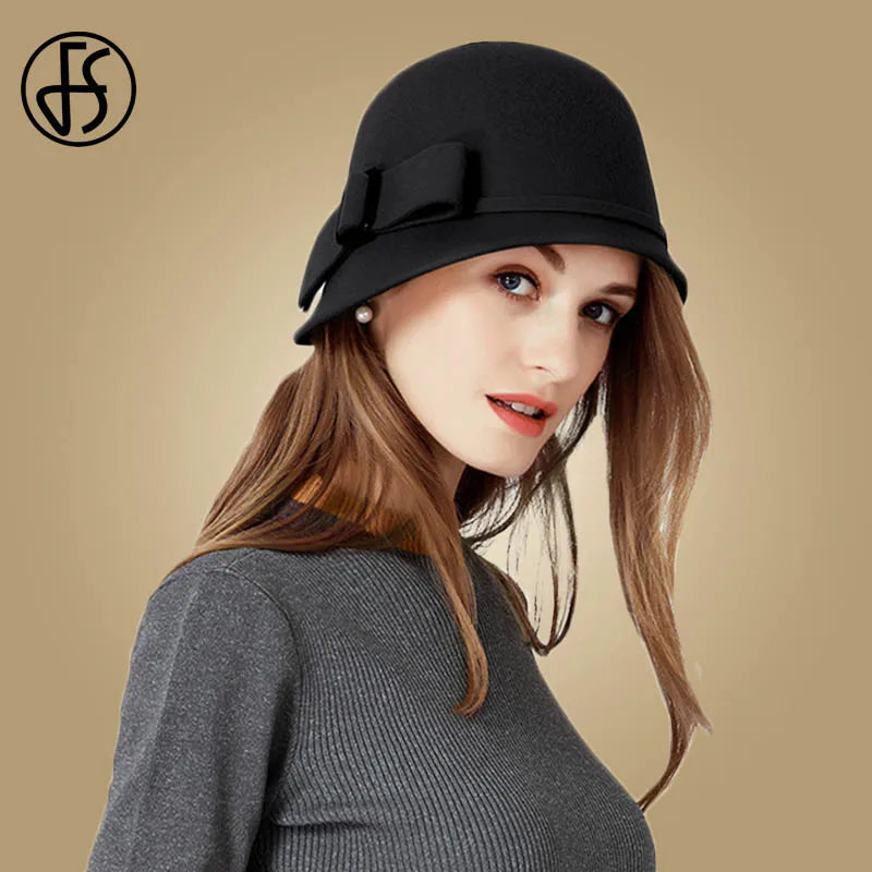Ladies black wool hats sales