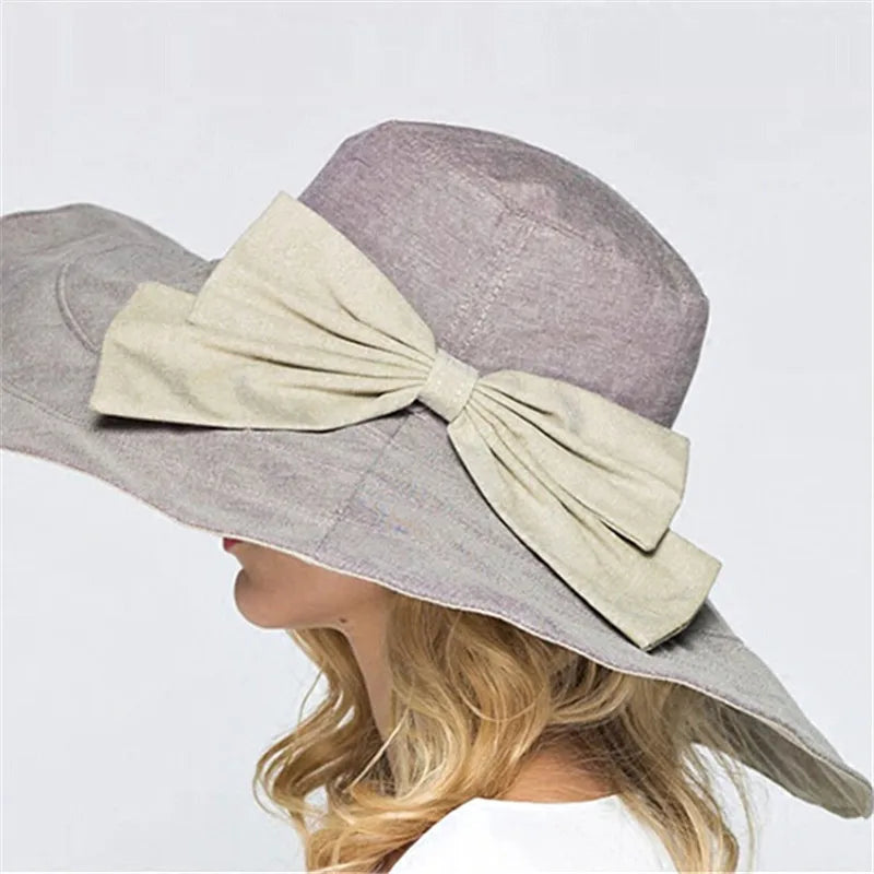 Xthree Reversible Summer Hat for Women Superarlig Brim Beach Cap Sun Hat Kvinne England Style