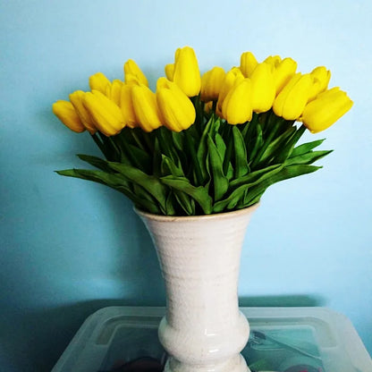 10pcs Tulip Fleur artificielle Real Touch Bouquet artificiel pe fausse fleur pour la décoration de mariage Fleurs de jardin DÉCOR