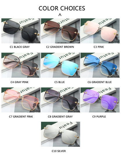 Novo Lady Lady Oversize Rimless Square Sunglasses Momen Men Men Small Glasses Gradiente Sol óculos fêmeas UV400