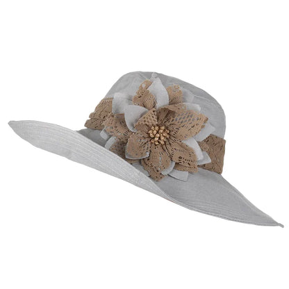 Xthree Chapeu Feminino Sun Hat for Women Dizajn Lule Foldable Hat Kapelë Verore Plazhi Vintage Sinamay Fascinator