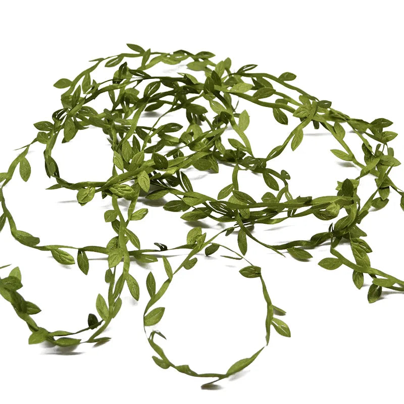 10 meter zijden bladvormige handmake kunstmatige groene bladeren voor bruiloftdecoratie diy krans geschenk plakboeking ambachtelijke nepbloem