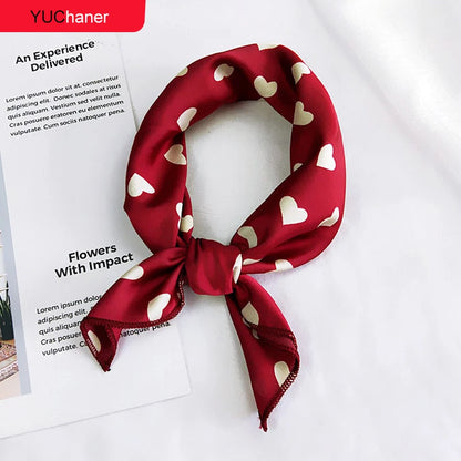 Hajkendő nyakkendő állati nyomtatás piros szerelmi szatén 50 cm kicsi/négyzet/selyem/nyak/gyűrű/sál téli fej sál nőknek nyakkendő 2018