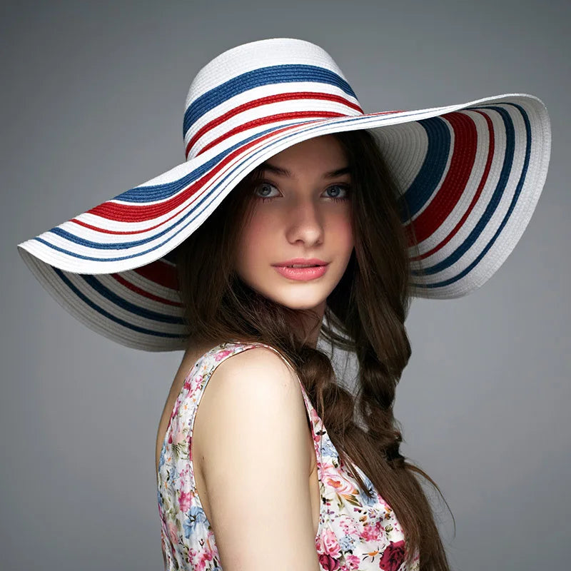 2018 Lady Lady Sun Hat Sun Summer Hat Straw Gratë e palosura të gjera Brim Sun Cap Elegant Udhëtimi Kapelë e Re Headwear B-1940