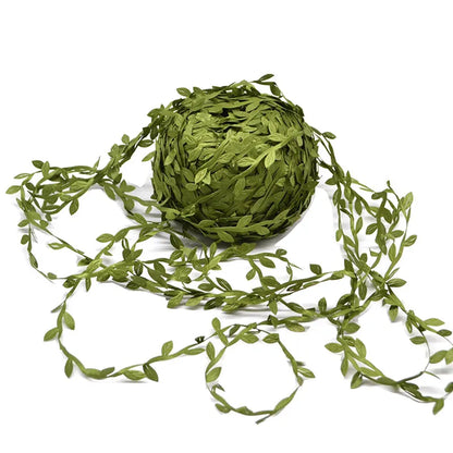 10 Meter seidenblattförmige Handwerke künstliche grüne Blätter für Hochzeitsdekoration DIY WREATH Gift Scrapbooking Craft Fake Blume