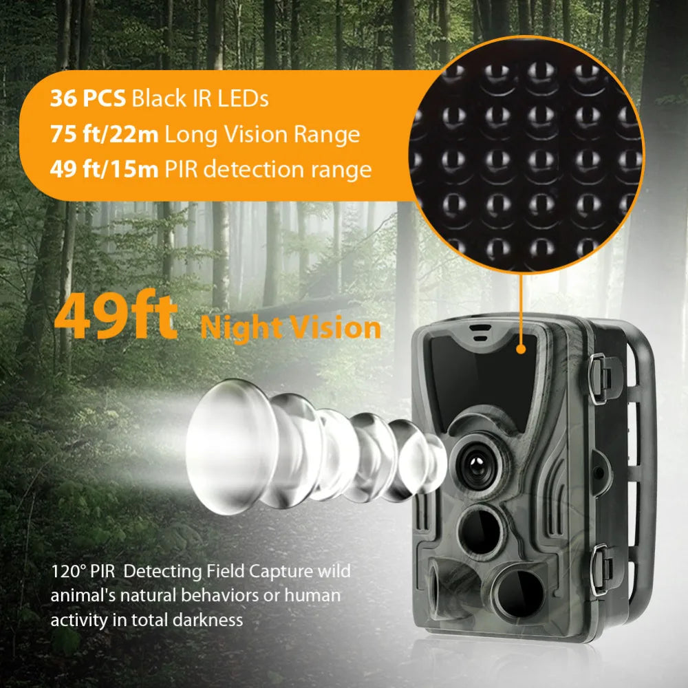 Caméra de chasse Wild Trail Cameras HC801A 16MP 1080P IP65 PHOT TRAP WILDLIFE Surveillance Cams Scout Tracking
