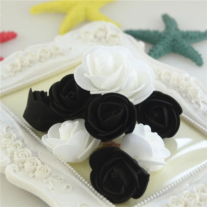 50pcs/Bag Mini Pe Foam Rose Blumenkopf Künstliche Rosenblumen handgefertigt DIY Hochzeit Home Dekoration Festliche und Partyzubehör