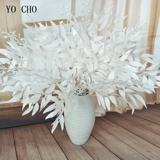 Yo Cho Artificial White Flower Plant Wedding Bouquet Decoration Silk Flower Home Vase Dorce Willow Leaf Green Grass Fausses Fleurs