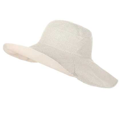 Xthree Sombrero de verano reversible para mujeres Gran algodón Algodón Lino Playa Capa del sol