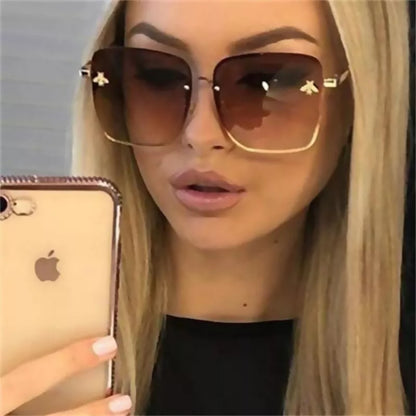 Novo Lady Lady Oversize Rimless Square Sunglasses Momen Men Men Small Glasses Gradiente Sol óculos fêmeas UV400