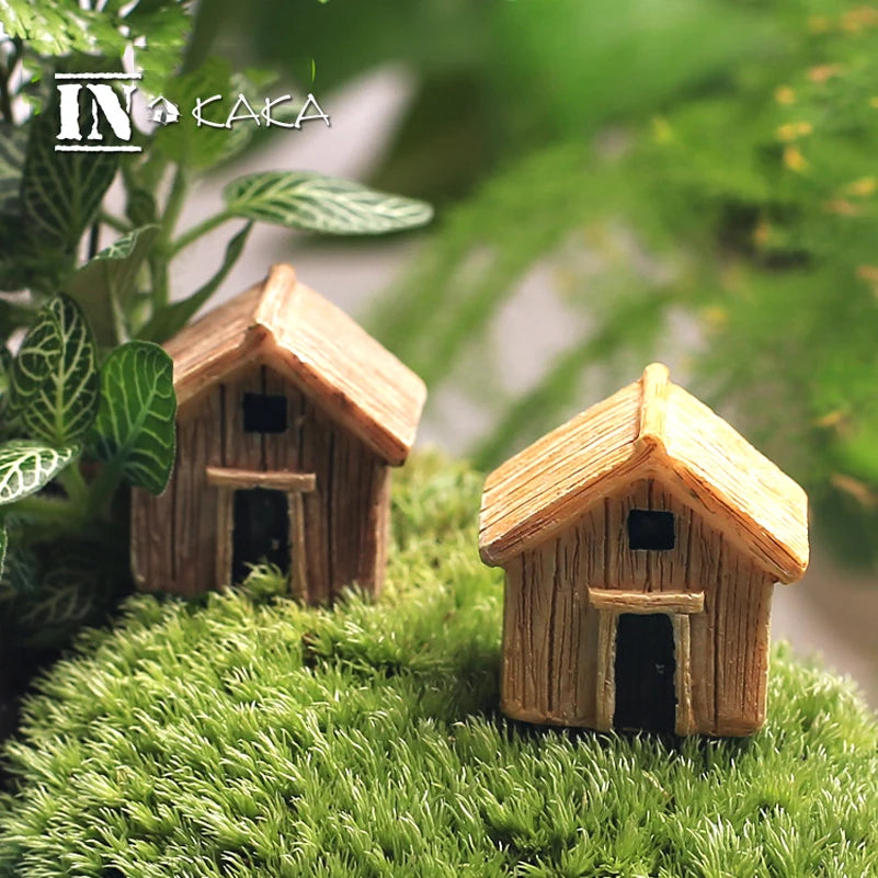 Micro Fairy Garden Figurines Vintage Wood Board House Miniatures / terrarium Doll House Decor / Succulents Ornements DIY ACCESSOIRES