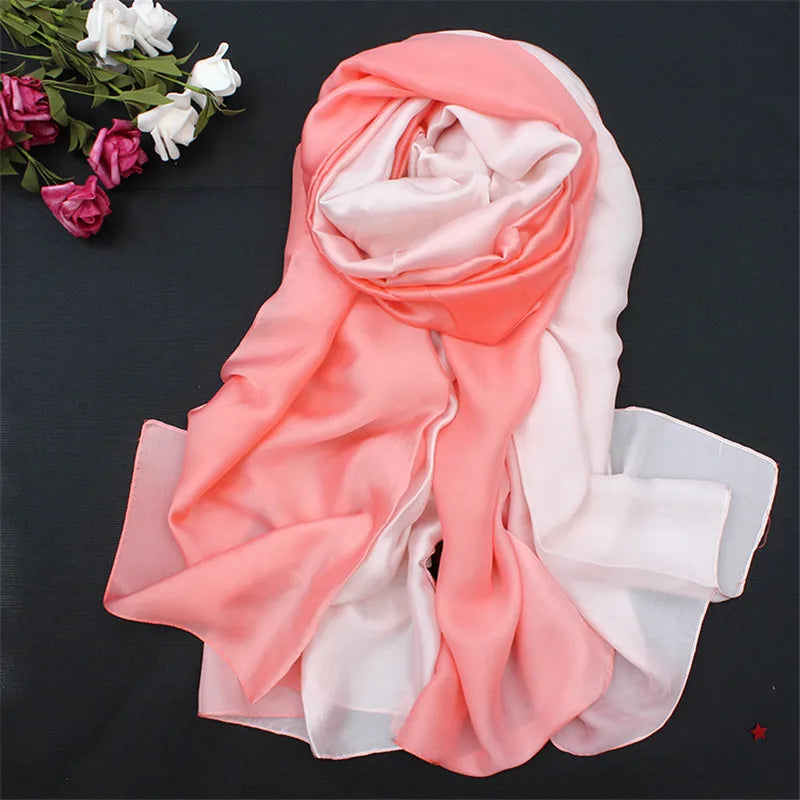Lamaxpa 2019 New Soft Women Gradiente de seda de seda Otoño Invierno Long Bandana Chales y envolturas Hijab Hijab Luxury Echarpe Pashmina