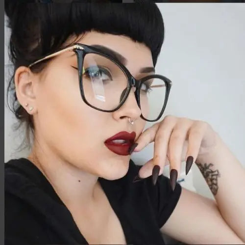 45077 Lady Cat Eye Glasses Frames For Women Sexy Oversized Metal Frame Designer Optical EyeGlasses Fashion Eyewear