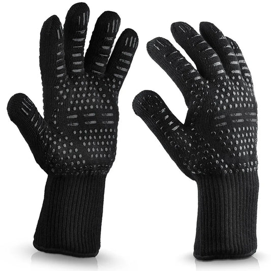 1/2pcs BBQ Gloves 300-500Centigrade Extrémní tepelně odolný proti aramidové bezpečnostní rukavice Grill BBQ LOTOVÁ KONTROLA PRO KUCHYNĚ