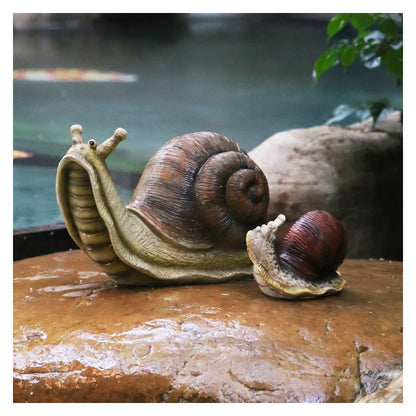 Sød harpiks Snail Statue Udendørs havebutik Bonsai Dekorativ dyreskulptur til hjemmekontor Desk haven dekoration