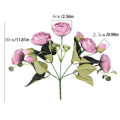 30 cm rose pink silke buket peony kunstige blomster 5 store hoveder 4 lille knopp brud bryllup boligindretning falske blomster faux