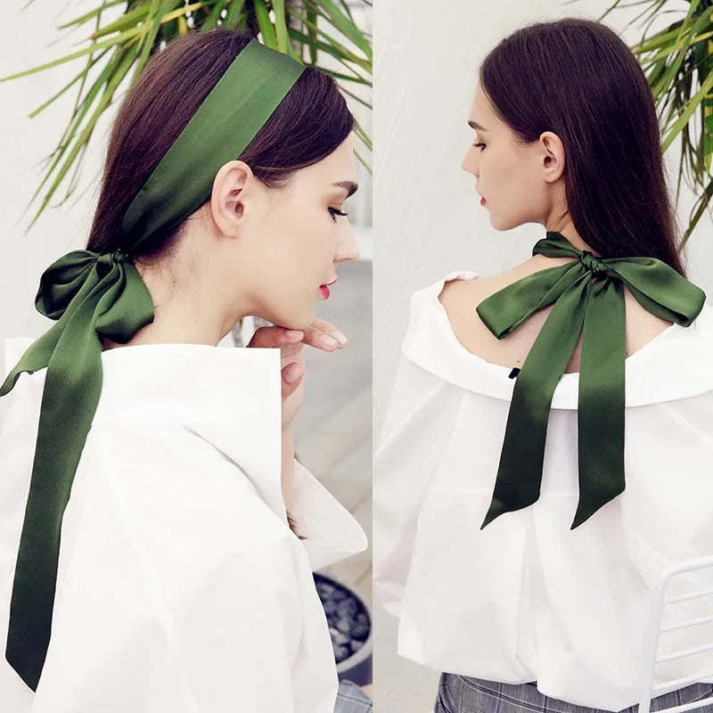 Bufanda de satén pura pura caliente para mujeres pequeñas bufandas de cuello largo bolsas correa para el cuello vestidos de moda cintas de bolso
