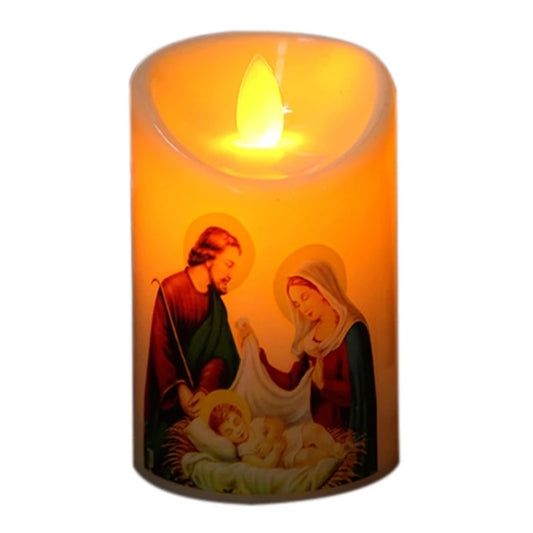 Ježiš Kristus Candles Lamp Led Tealight Romantický stĺp Svetlá batéria Preužívaná kreatívna bez plameňa Elektronické sviečky Domov