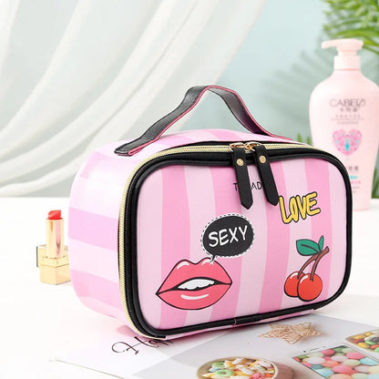 Fudeam Leather Portable Women Cosmetic Bag Multifunktion Travel Toalent Storage Organizujte kabelku vodotěsný ženský make -up pouzdro
