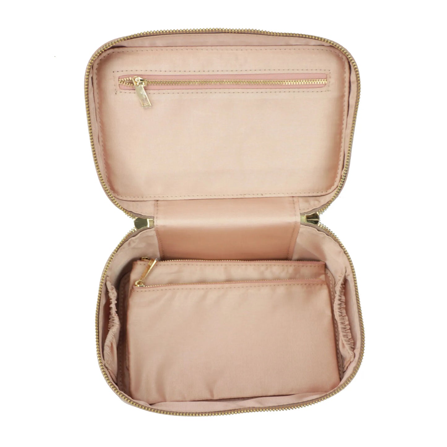 Senhoras Saffiano Split Leather Travel Bolsa de higiene pessoal portátil Makeup Organizer Box Dopp Kit Cosmético para mulheres