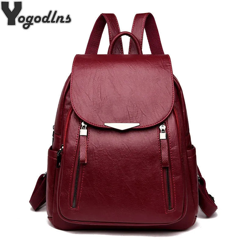 Kvinners ryggsekk Travel Stor ryggsekk PU Leather Handbag Schoolbag For Girls Women's Bag kvinnelig skulder tilbake Mochila