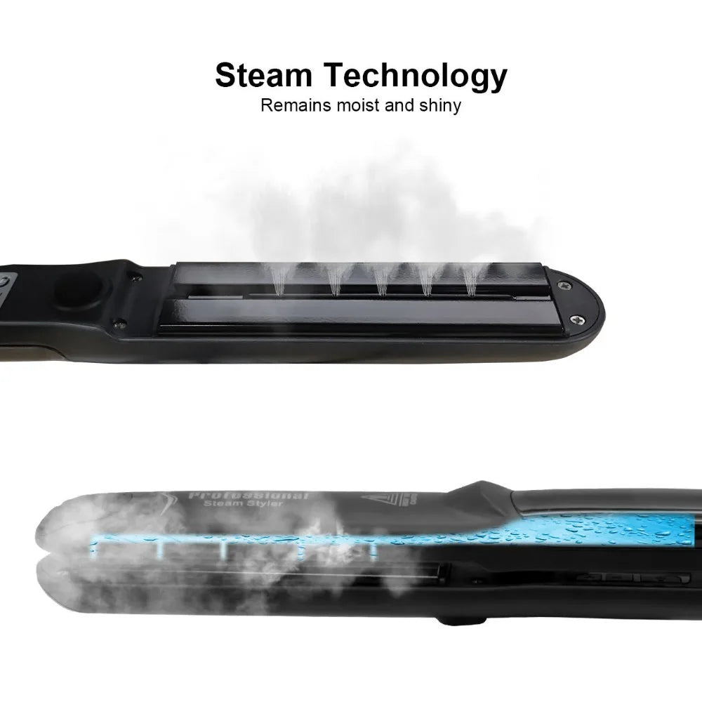 Steam Hair Straightener Professional Ceramic Vapor Flat Iron 450℉ Fast Heat Argan Oil Treatment Hair Care Tools